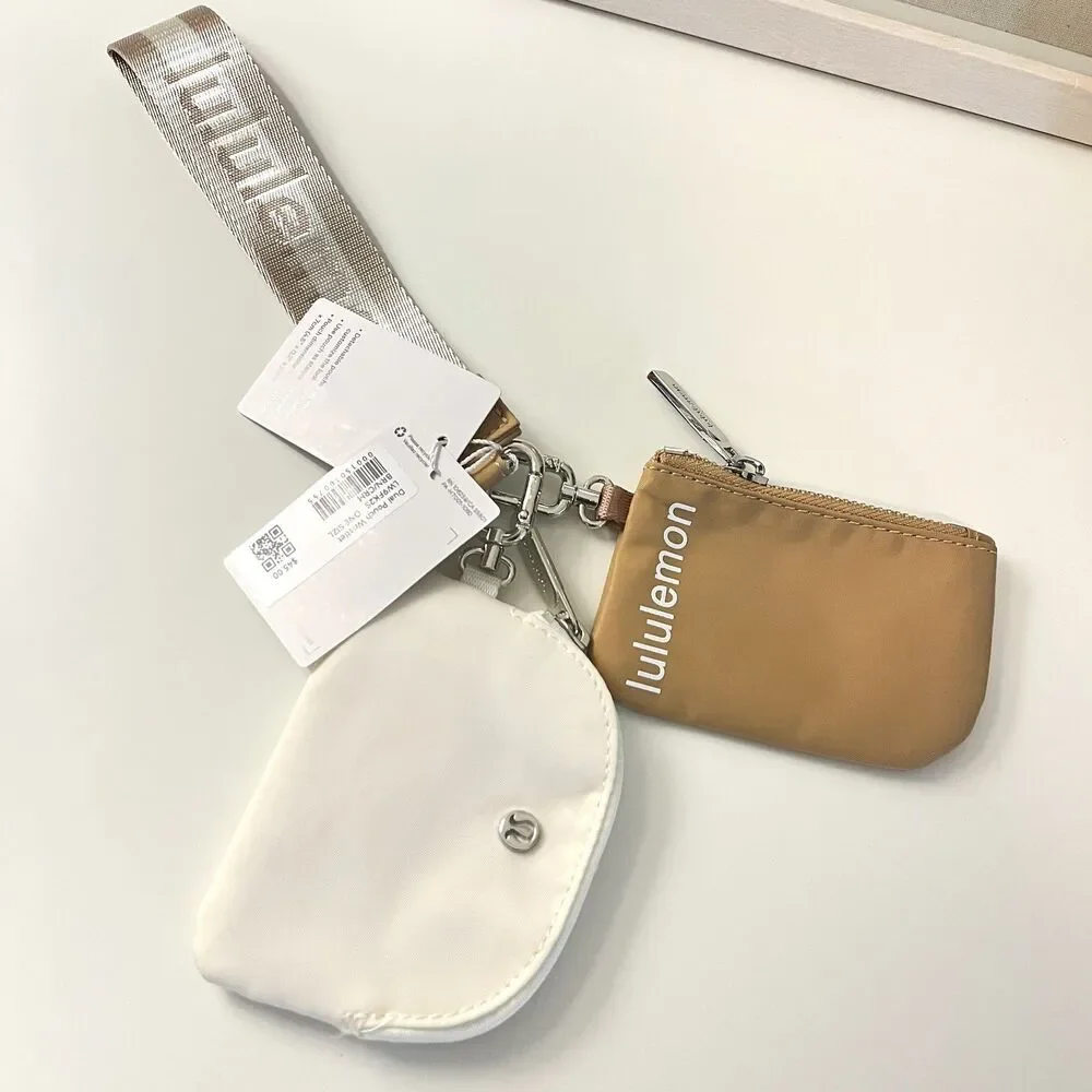 NWT Lululemon Dual Pouch Wristlet Tan/Ivory